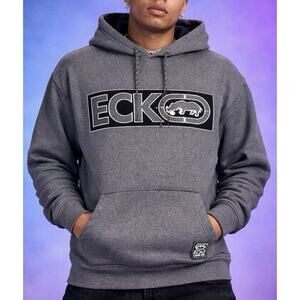 Ecko Unltd Hoodie Mens Medium Gray Pullover Rhino Logo Y2K Streetwear